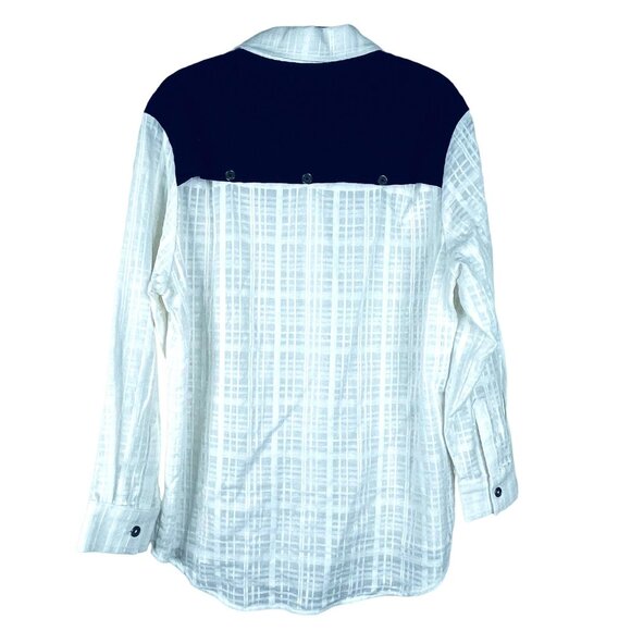 Saint & Sofia Button Down Shirt Long Sleeve Collared Striped Size 12 Minimalist - Picture 2 of 9